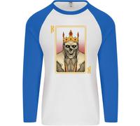 King Carte da Gioco Teschio Gotico Poker Uomo L/S Baseball T-Shirt