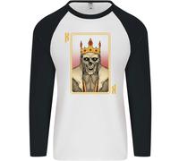 King Carte da Gioco Teschio Gotico Poker Uomo L/S Baseball T-Shirt