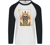 King Carte da Gioco Teschio Gotico Poker Uomo L/S Baseball T-Shirt