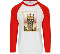 King Carte da Gioco Teschio Gotico Poker Uomo L/S Baseball T-Shirt