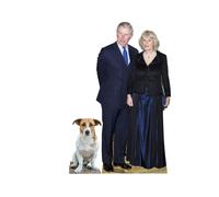 King Charles Con Regina Camilla E Jack Russell Cane Cartone Ritagli Set Di 2