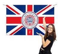 King Charles Coronation - Ufficiale Royal Emblema - 5ft X 0.9m Tessuto Banner