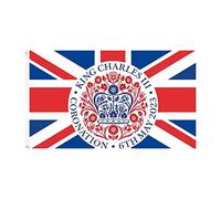 King Charles III Coronation Flag Union Jack Flags King Charles Coronation Decorations Banner per feste di strada Decorazioni per eventi di celebrazione reale sospeso di fasciatura 5 piedi x 3 piedi (
