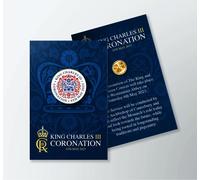 King Charles III Coronation Pin Distintivo 25mm Supporto Scheda Commemorativa