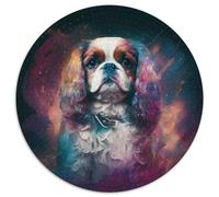 King Charles Spaniel Puzzle 1000 Teile, runde Papierpuzzles, Familienbindungsaktivität, Heimdeko-Geschenk, Familienspielzeugspiel, 1000 Teile (67,5x67,5cm)