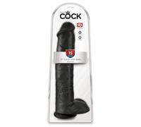 King Cock 15 - dildo con ventosa e testicoli (38 cm, nero)