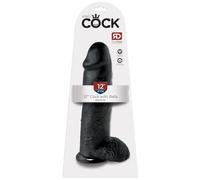 King Cock 12" Cock with Balls Black 30 cm