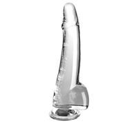 King Cock Clear 10" Cock with Balls Pink/Purple/Clear Dildo Realistico da 25 cm