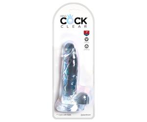 King Cock Clear 7 - dildo con testicoli e ventosa (18cm)