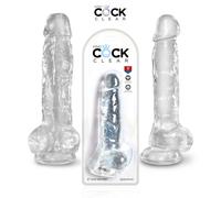 King Cock Clear 8" Cock with Balls & Suction Cup Dildo Trasparente Silicone TPE