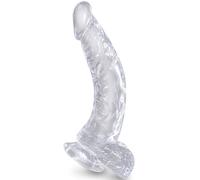 King cock clear - pene curvo realistico con sfere 16,5 cm trasparente