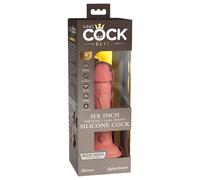 Dildo in Silicone a Doppio Strato con Ventosa, Realistico e Vibrante "King Cock Elite 6" - 15cm (Color Naturale Scuro)