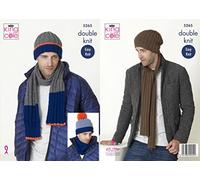 King Cole 5265 knitting pattern mens sciarpa scaldacollo e cappelli in Big Value DK