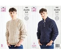King Cole 5809 - Cartamodello per maglioni da uomo a girocollo e colletto in Merino DK