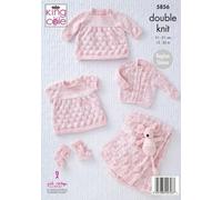 King Cole Double-Knitting Motivo Bambino Abito Cardigan Coperta Booties 5856