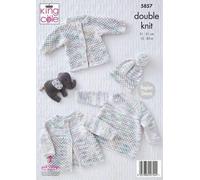 King Cole Double-Knitting Motivo Matinée Cappotto Angelo Top Giacca Hat 5857