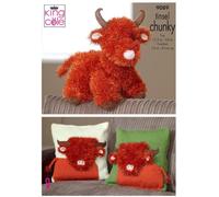 King Cole Tinsel Maglieria Grosso Motivo Highland Mucca E Cuscino Cover 9089