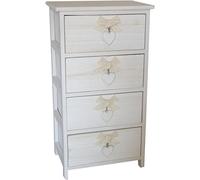 King Home Cassettiera Fiocchi e Cuori 40x29x73h cm Bianca - bianco legno C656114