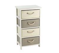 King Collection C656424 Cassettiera 4 Cassetti Legno e Rafia Sintetica