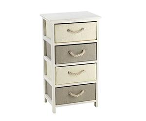 King Collection C656424 Cassettiera 4 Cassetti Legno e Rafia Sintetica