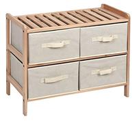 King Collection King Home C1513037 Cassettiera 4 Cassetti in Legno e Stoffa Ecru