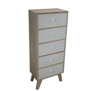 King Collection King Home C1708005 Mobiletto 5 Cassetti in Legno di Paulownia con Piedini in KD