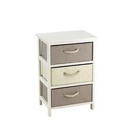 King Collection King Home C656423 Cassettiera 3 Cassetti Legno e Rafia Sintetica