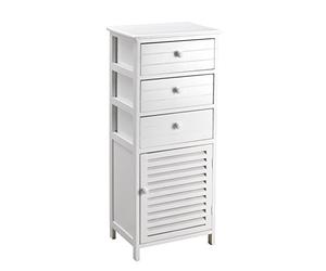 King Collection King Home C656897 Cassettiera 3 Cassetti con Anta, Bianco