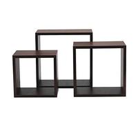 King Collection King Home M1106006/A Set 3 Pezzi Mensola Squadrata in MDF, Wenge