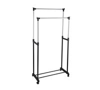 Stand Appendiabiti Allungabile Telescopico Doppio con Ruote 80x43x90/160cm