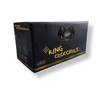 King Crocodile Carbone di cocco con lunga durata, 27 x 27 mm, carbone naturale sostenibile, poca cenere, basso sviluppo di fumo, carbone per barbecue, cubo di qualità premium (consumer, 1 kg)