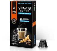 King Cup - 1 Confezione da 10 Capsule Compostabili di Ginseng da Zuccherare, 10 Capsule 100% Compatibili con Sistema Nespresso di Bevanda al Gusto di Ginseng, Senza Glutine e Senza Lattosio