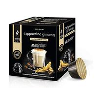 King Cup - 1 Confezione da 10 Capsule di Cappuccino al Ginseng con Zucchero di Canna, 10 Capsule 100% Compatibili con Sistema Nescafè Dolce Gusto, Senza Glutine e Senza Lattosio