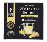 King Cup - 1 Confezione da 10 Capsule di Zenzero e Limone da Zuccherare, 10 Capsule Compatibili con Sistema Lavazza a Modo Mio di Bevanda al Gusto di Limone e Zenzero, Senza Glutine, Senza Lattosio
