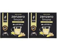 King Cup - 1 Confezione da 20 Capsule di Zenzero e Limone da Zuccherare, 10 Capsule Compatibili con Sistema Lavazza a Modo Mio di Bevanda al Gusto di Limone e Zenzero, Senza Glutine, Senza Lattosio