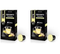 King Cup - 1 Confezione da 20 Capsule di Zenzero e Limone da Zuccherare, 10 Capsule Compatibili con Sistema Nespresso, Bevanda al Gusto di Limone e Zenzero, Senza Glutine, Senza Lattosio