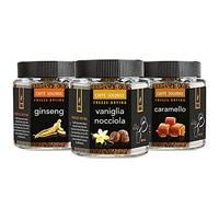 King Cup - 3 Vasetti Multigusto di Caffè Solubile, 1 x Caramello, 1 x Ginseng, 1 x Vaniglia e Nocciola, Caffè Aromatizzato Istantaneo, Ideale per Colazioni, Brunch, Iced Coffee, Senza Glutine, Vegano