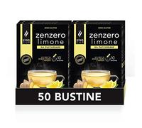 King Cup - 5 Confezioni da 10 Bustine Solubili di Bevanda Zenzero e Limone da Zuccherare, 50 Stick da 6 gr, Gusto Zenzero e Limone da Aggiungere a 60 Ml di Acqua Calda, Senza Glutine, Senza Lattosio