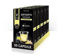 King Cup - 5 Confezioni da 10 Capsule di Zenzero e Limone da Zuccherare, 50 Capsule Compatibili con Sistema Nespresso, Bevanda al Gusto di Limone e Zenzero, Senza Glutine, Senza Lattosio