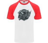 King Del Mondo T-Shirt Baseball S/S Per Uomo Con Teschio Da Biker