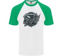 King Del Mondo T-Shirt Baseball S/S Per Uomo Con Teschio Da Biker