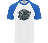 King Del Mondo T-Shirt Baseball S/S Per Uomo Con Teschio Da Biker