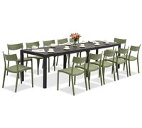 King Double/Provence Set di mobili da giardino verde antracite per 12 persone Bica