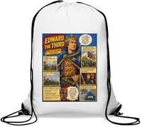King Edward III - Sacca da palestra con coulisse, colore: bianco