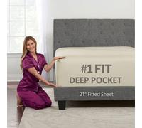 King Fitted Sheet Deep Pocket - Extra Deep Pocket Fitted Sheet King Size 17” - 21” Inch + Fitted Bed Sheets Only - King Size Fitted Sheets with Deep Pockets for Pillow Top Mattress - King Beige Cream