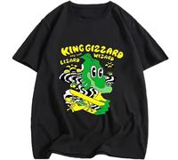 King Gizzard & The Lizard Wizard T Shirts Men Parachute Crocodile 100% Cotton Photo Tees Anime Print Cartoon Fashion Black 3XL
