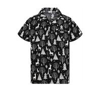 King Kameha Camicia 'Christmas Reindeer Allover' nero Uomo - PROMO - Taglie forti - Camicie da uomo King Kameha XS