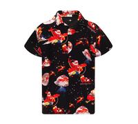 King Kameha Camicia 'Christmas Space Santa' nero Uomo - PROMO - Taglie forti - Camicie da uomo King Kameha XXL