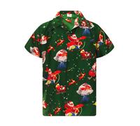 King Kameha Camicia 'Christmas Space Santa' verde Uomo - PROMO - Taglie forti - Camicie da uomo King Kameha 4XL