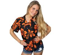 King Kameha Camicia da donna 'Hibiscus Black Line' arancione Donna - Abbigliamento - Taglie comode - Camicie e tuniche - Camicette e top King Kameha S